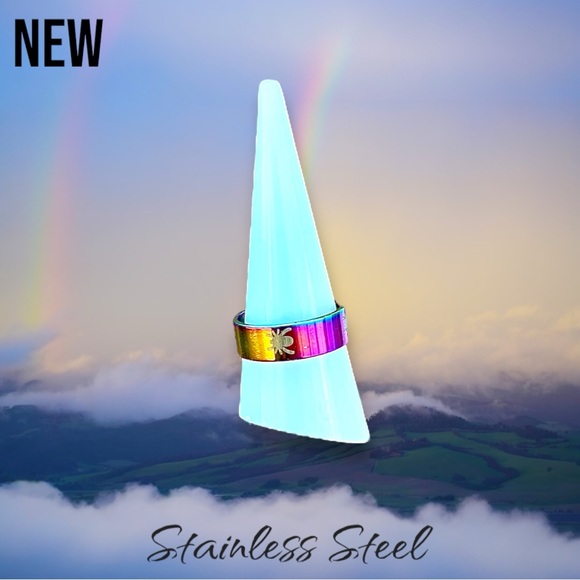💝New Unisex Spider Stainless Steel Rainbow Band ring - Picture 6 of 12